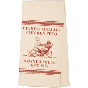Sawyer Mill Red Chicken Muslin Unbleached Natural Tea Towel 19x28 VHC Brands - The Fox Decor